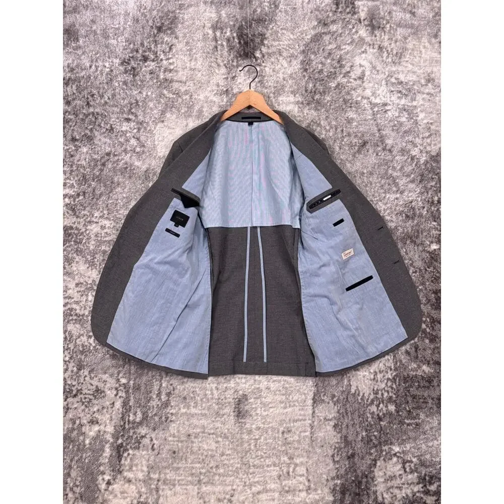J Crew Ludlow Slim Suit 40 L Mens Gray Italian Cotton 2 Piece